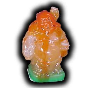  Miniature Red Jade Travel Buddha with Money Ingot in Hand 