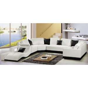  Italian Style Sectional Sofa   White with Black