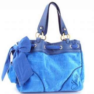 NEW JUICY COUTURE Blue Croc Velour Daydreamer Tote NWT  