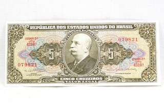 Cinco Cruzeiros Banknote Republica Dos Estados Unidos Do Brasil  