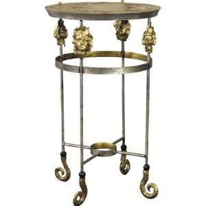  Flambeau Lighting Armory Side Table in Gold and Silver 