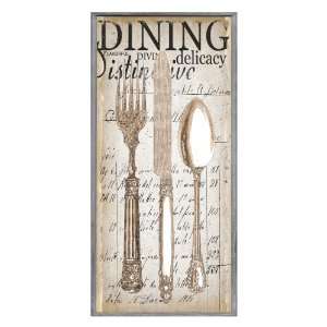   Dining Utensile Trio Typography Wall Plaque, Off White