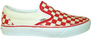 New Vans Classic Slip On White/Red Checkerboard Skate Shoes. (Mens 