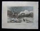 1874 Original Currier & Ives Woodlands in Winter Print 