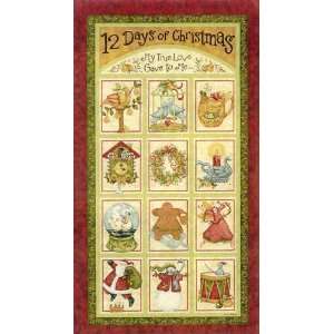  45 Wide 12 Days of Christmas Panel Natural Fabric By The 