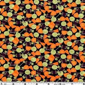  45 Wide Moda Chic Or Treat Candies Black Fabric By The 