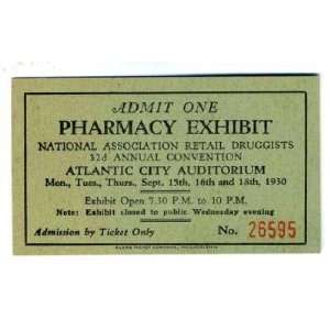 1930 Pharmacy Exhibit Ticket Retail Druggists Everything 