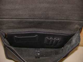  Leather Brief Case Portfolio Valise ~ Black ~ 14W x 11H x 4D  