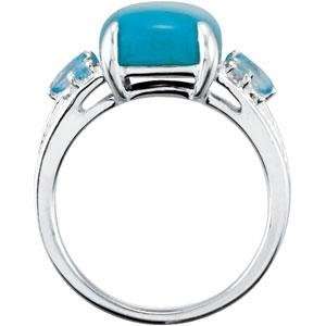  Chinese Turquoise Swiss Topaz Ring in Sterling Silver 