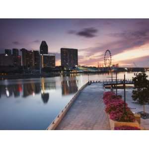 Marina Promenade at Sunrise with Singapore Flyer, Singapore, Southeast 