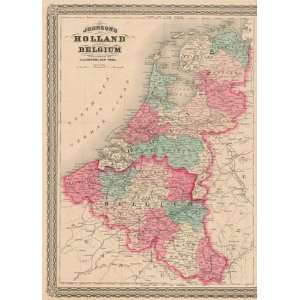  Johnson 1870 Map of Belgium and Holland