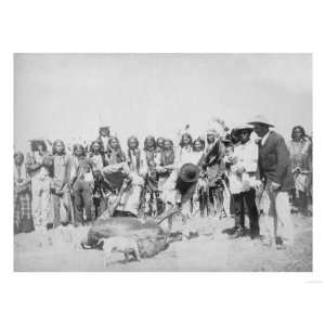 Lakota Indians Skinning Cattle Photograph   Pine Ridge, SD Premium 