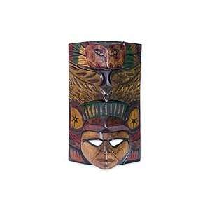  NOVICA Wood mask, Owl Jaguar Man
