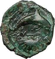   357BC QUALITY Authentic Ancient Greek Coin FEMALE & DOLPHIN  