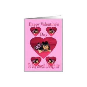  Daughter Valentines Day, Pomeranian with hearts Card 