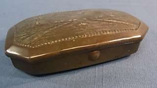 XA14 * BEAUTIFUL COPPER TOBACCO BOX FOR SEAMAN ANTIQUE EUROPEAN 