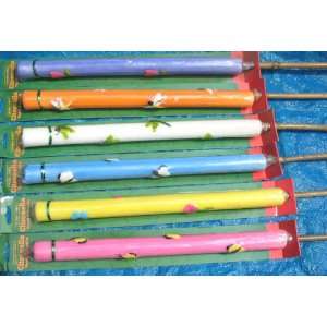 Set of 6 Outdoor 2 1/2 Foot Colorful Citronella Candles With Bamboo 