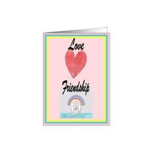  Love & Friendship couple under rainbow umbrella Card 