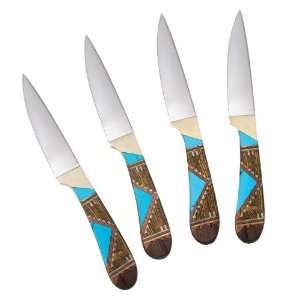   Stoneworks Painted Desert Pattern Steak Knives, 4 Blade, Set of Four