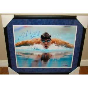 Michael Phelps SIGNED LE/50 Framed 16x20 8 IN 08 JSA