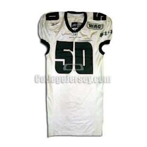 White No. 50 Game Used Hawaii Reebok Football Jersey  