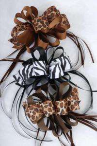 Animal Print Hair Bow with streamers French Barrette  