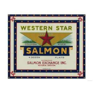  Astoria, Oregon   Western Star Salmon Case Label Giclee 