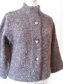 Giannetti Brown Tweed Wool & Acrylic Blend Button Sweater Jacket 