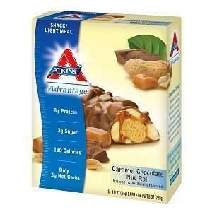 Atkins Advantage Roll, Caramel Chocolate Nut 5 ct (Quantity of 4)