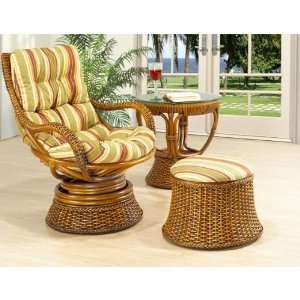   Rattan 95015949 Biscayne Swivel Rocker in Royal Oak with Cushion 95015