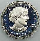 1980 S Susan B Anthony Dollar Cameo Proof Mildly Toned  