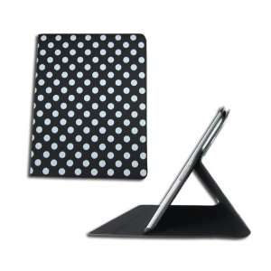  HK Black with white POLKA DOTS point PU Leather Smart Flip 