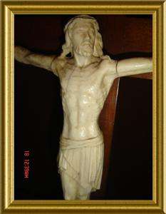   UNUSUAL LARGE CRUCIFIX WITH A SUPERB RARE SCULPTURE OF JESUS CHRIST