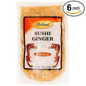 Roland Sushi Ginger (Shoga), 16 Ounce (Pack of 6)  Grocery 