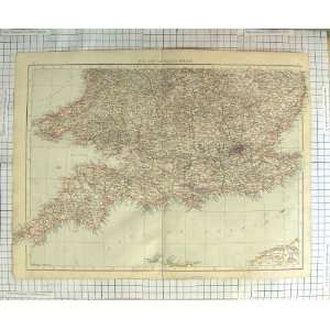   ANTIQUE MAP c1900 ENGLAND ENGLISH CHANNEL LANDS END