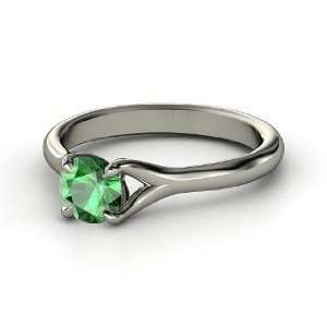  Cynthia Ring, Round Emerald Palladium Ring Jewelry