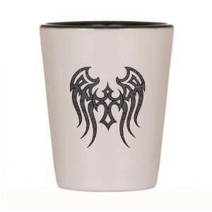  Shot Glass White and Black of Tribal Cross Wings 