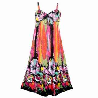 Plus Size 1XL 2XL 3XL Babydoll Rainbow Floral Spring Sun Dress 