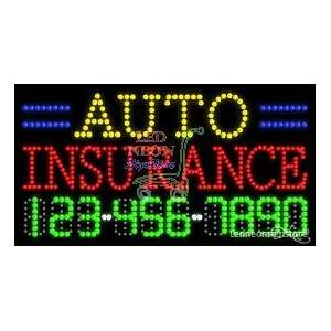 Auto Insurance LED Business Sign 17 Tall x 32 Wide x 1 Deep