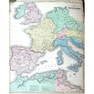   Antique Map C1855 Roman Empire Spain France Italy Sardinia Germany