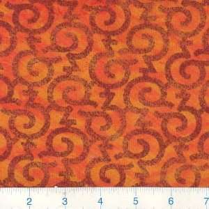 45 Wide Typographic Element Large Scroll Tangerine Fabric By The 