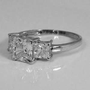 00 CTW PRINCESS CUT 3 STONE ENGAGEMENT RING SOLID 14K GOLD  