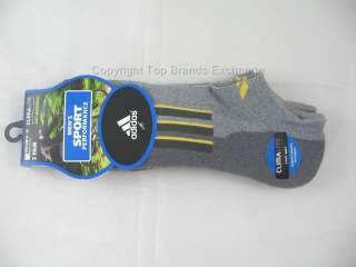 Pair No Show Mens Adidas Climalite Socks Black Gray Brown Tennis 