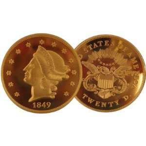  Lot of 10   1849 $20 Double Eagle Gold Replica Coins 