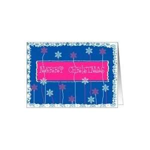  merry christmas floral snowflakes blue red Card Health 