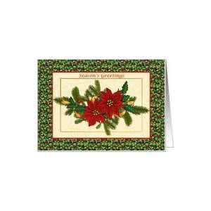  Christmas card with Poinsettia and pine branches Card 