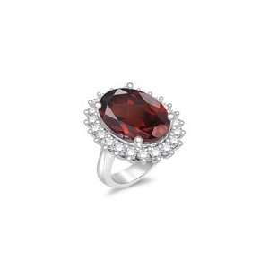   Diamond & 10.16 Cts Garnet Cluster Ring in 14K White Gold 9.0 Jewelry