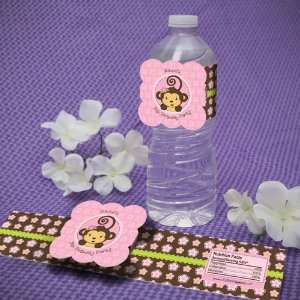  Personalized Monkey Girl Birthday Party Water Bottle 