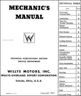1952 1953 1954 1955 Willys Car Repair Shop Manual Aero  