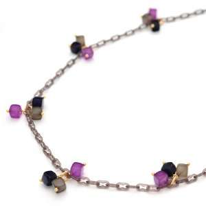  [Aznavour] Lovely & Cute Cube Bloom Necklace / Gray 